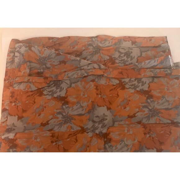 VTG Fabric Floral Orange Gray Quilting Sewing Cloth Arts Crafts - Picture 4 of 6
